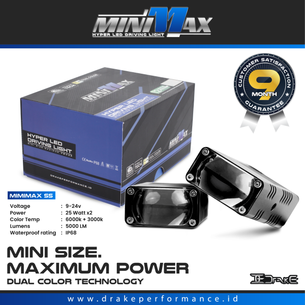 Full Set Lampu Tembak Drake Minimax Type SS Series 50watt Fog Lamp LED