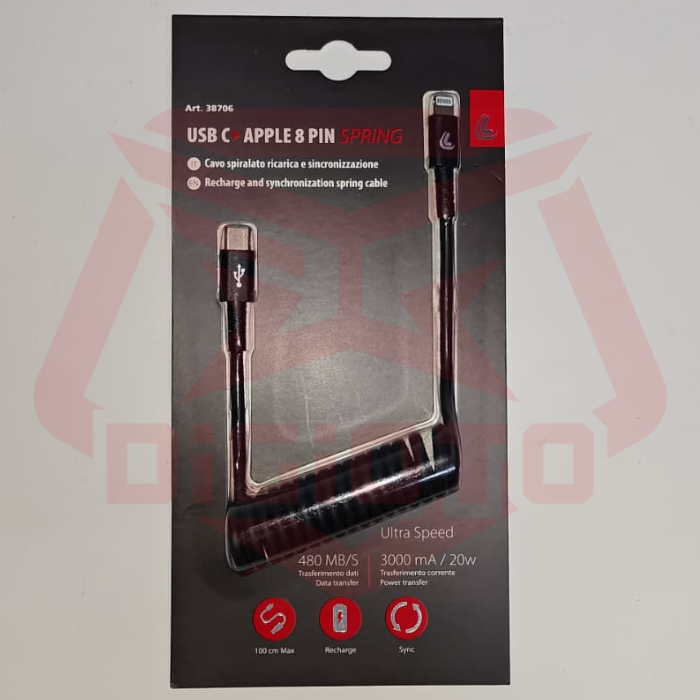 Kabel Charger USB Spring Optiline Type C Lightning C to C