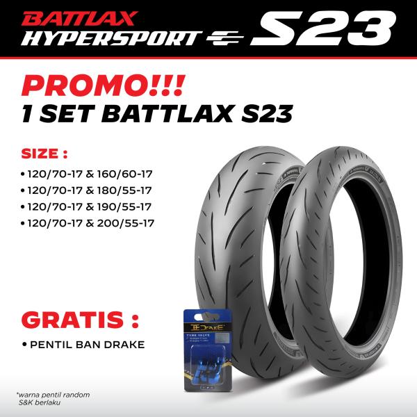 Ban Motor Battlax S23 Bridgestone Depan Belakang 120/70 180/55 17 Original