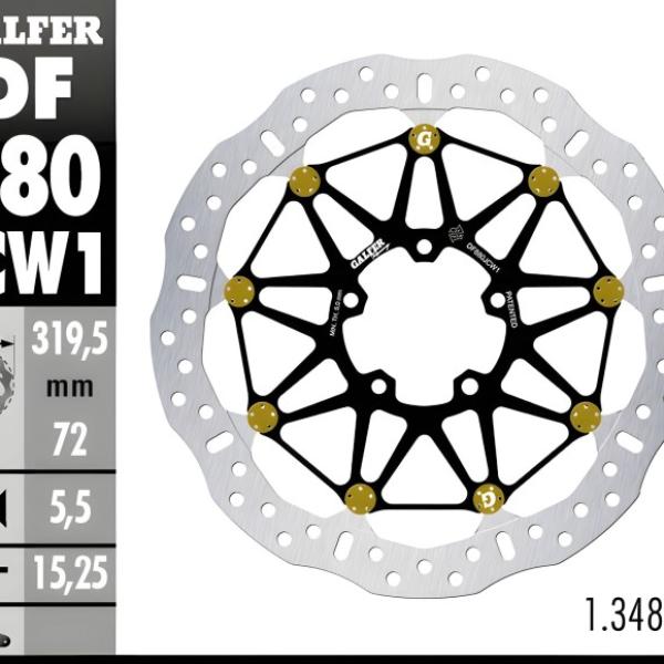 Disc Brake Galfer Floatech Depan Ducati 848/V2 319.5mm Disc Wave