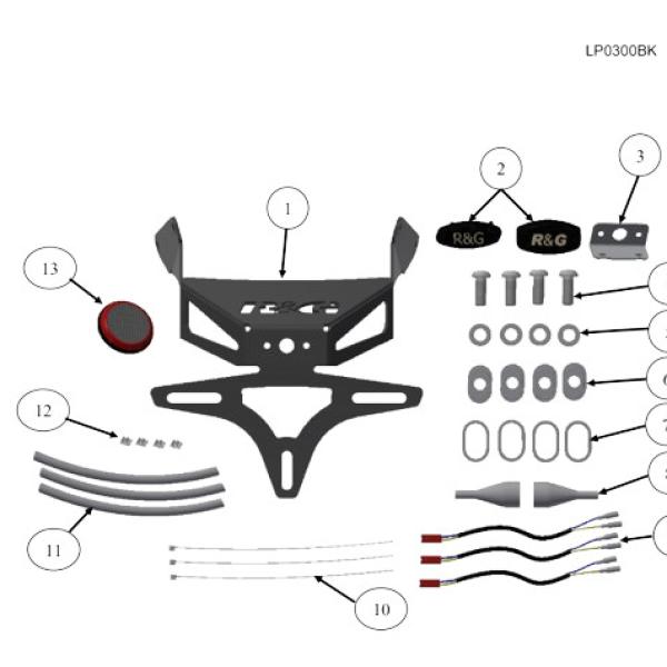 Dudukan Plat Nomor R&G CB650R / CBR650R '21 Tail Tidy LP0300BK