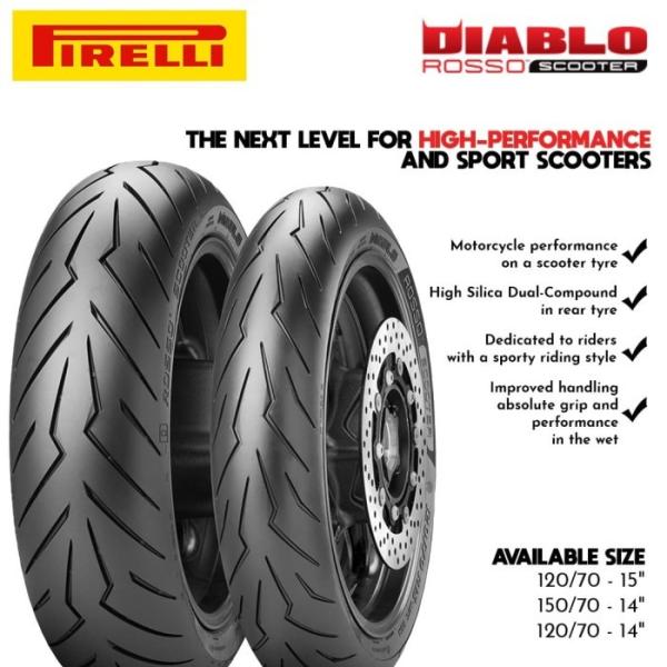 Ban Motor Matic Pirelli Diablo Rosso Scooter 120/70 Ring 12